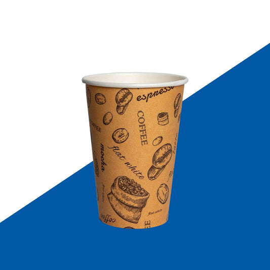 Single wall Cup 8oz Mocha Print || Disposable Hot Beverage Cup for Tea & Coffee Serving pack of 50