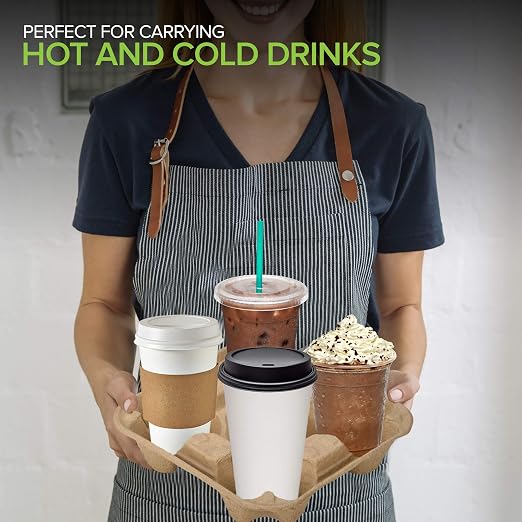 4-Cup Drink Carrier Holder | Eco-Friendly Disposable Beverage Tray