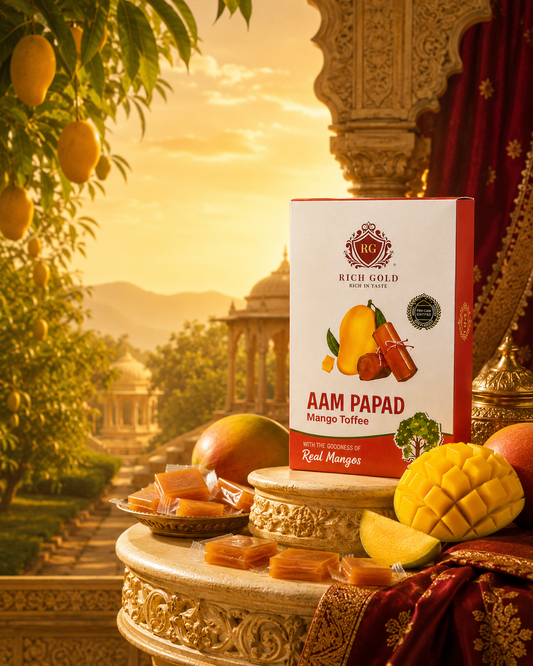 Rich Gold Aam Papad Mango Toffee – Premium Real Mango Toffee | Traditional Mango Delight | Made with Real Mangoes 250G