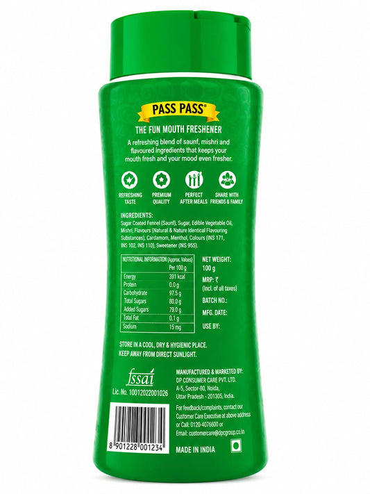PassPass Minty Mix Mouth Freshener – Premium Refreshing Saunf & Mint Blend | Share Pack 100G