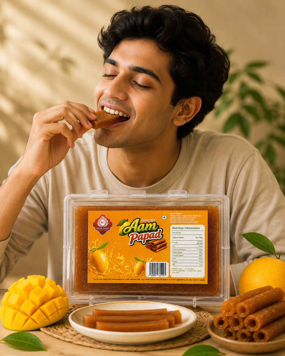 Aam Papad Mango Bar 200gms | Traditional Sweet & Tangy Mango Fruit Bar