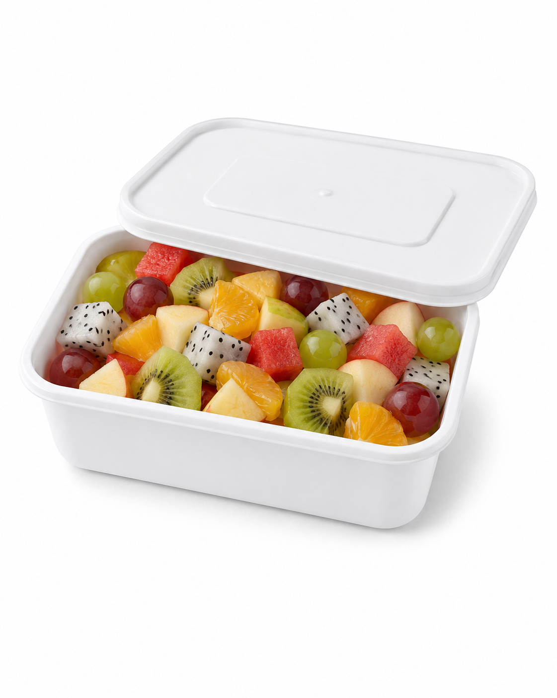 500ml Plastic Food Storage Container with Lid | White Rectangular Fruit, Salad & Meal Storage Box