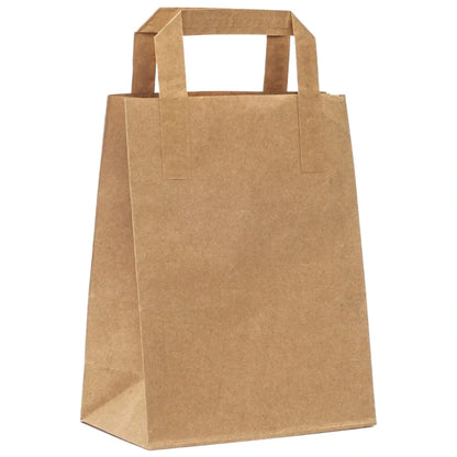 Medium Brown Paper Bags with Handles Pack of 50 – Eco-Friendly Recyclable Shopping, Gift & Takeaway Bags