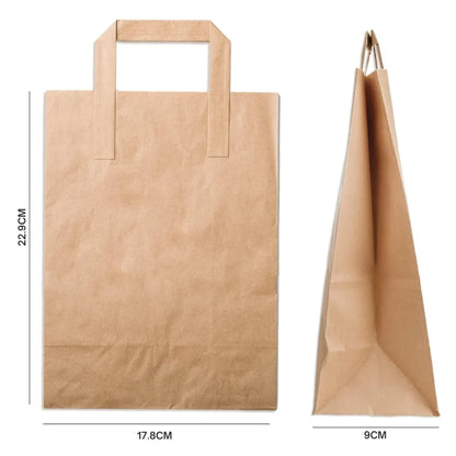 Small Brown Paper Bags with Handles Pack of 50– Recyclable Grocery, Gift & Takeaway Packaging Bags