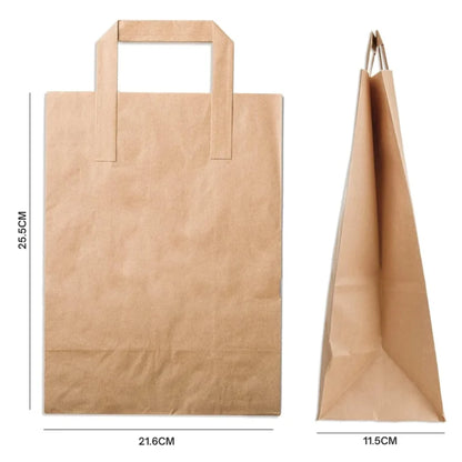 Medium Brown Paper Bags with Handles Pack of 50 – Eco-Friendly Recyclable Shopping, Gift & Takeaway Bags