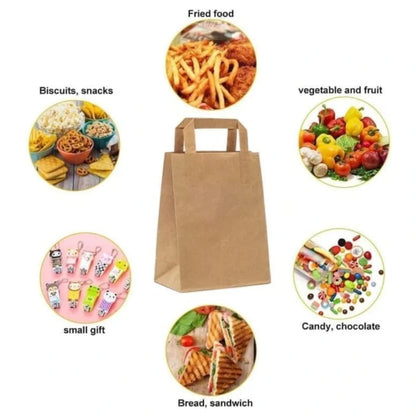 Medium Brown Paper Bags with Handles Pack of 50 – Eco-Friendly Recyclable Shopping, Gift & Takeaway Bags