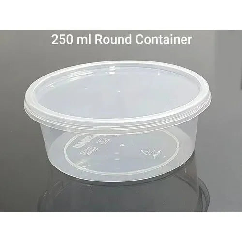Plastic Container 250ml Round with Lid | Clear Food Storage Container with Lid | Leak-Resistant & Reusable