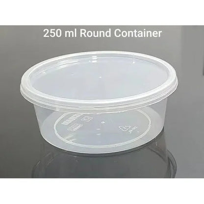 Plastic Container 250ml Round with Lid | Clear Food Storage Container with Lid | Leak-Resistant & Reusable