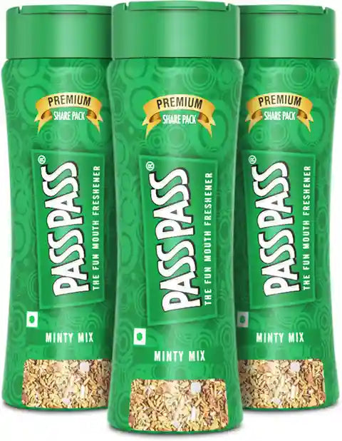 PassPass Minty Mix Mouth Freshener – Premium Refreshing Saunf & Mint Blend | Share Pack 100G