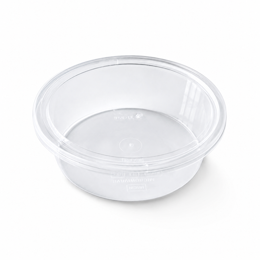 Plastic Food Storage Container 225ml with Lid – Clear Disposable Round Container for Snacks, Fruits & Salads