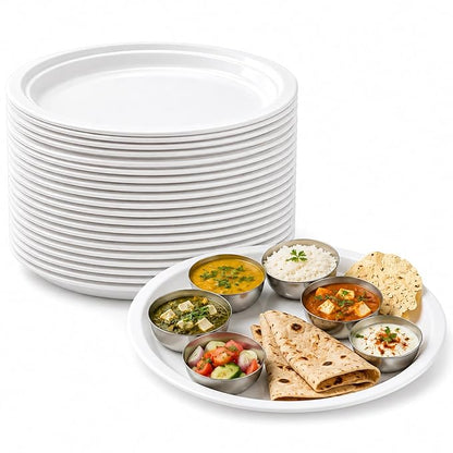 12 Inch Round Pizza Plate Pack of 50 | Heavy Duty Food Serving Plate | White Round Party Plate