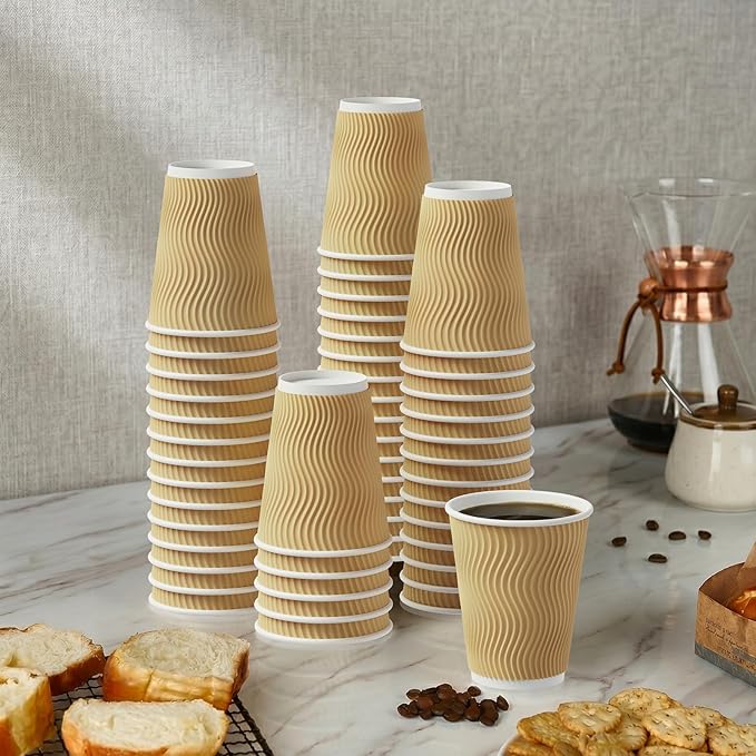 Ripple Cup 8oz | Premium Textured Disposable Coffee Cup for Hot Beverages Pack of 25