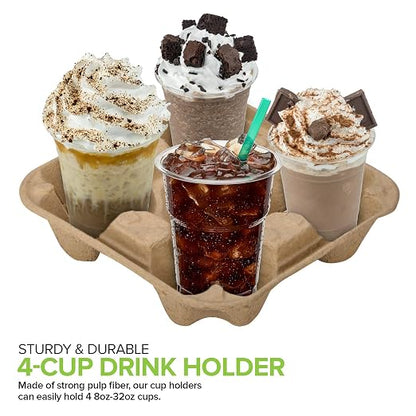 4-Cup Drink Carrier Holder | Eco-Friendly Disposable Beverage Tray
