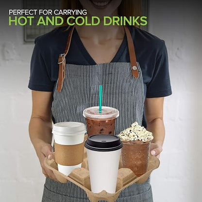4-Cup Drink Carrier Holder | Eco-Friendly Disposable Beverage Tray