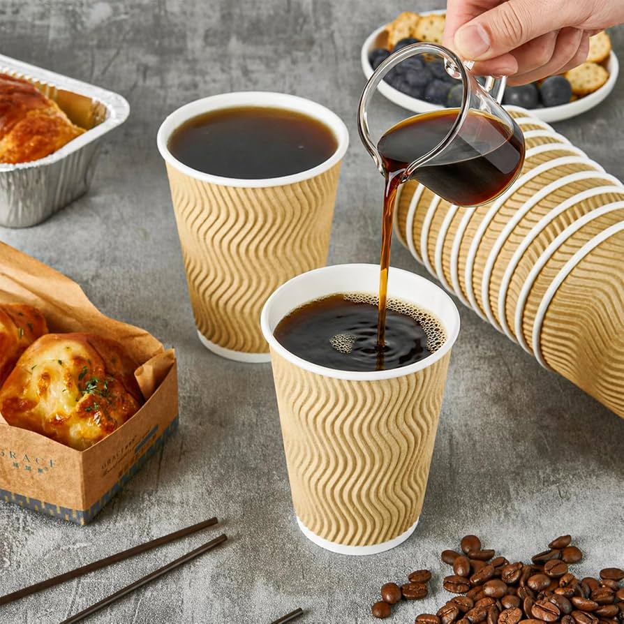 Ripple Cup 8oz | Premium Textured Disposable Coffee Cup for Hot Beverages Pack of 25