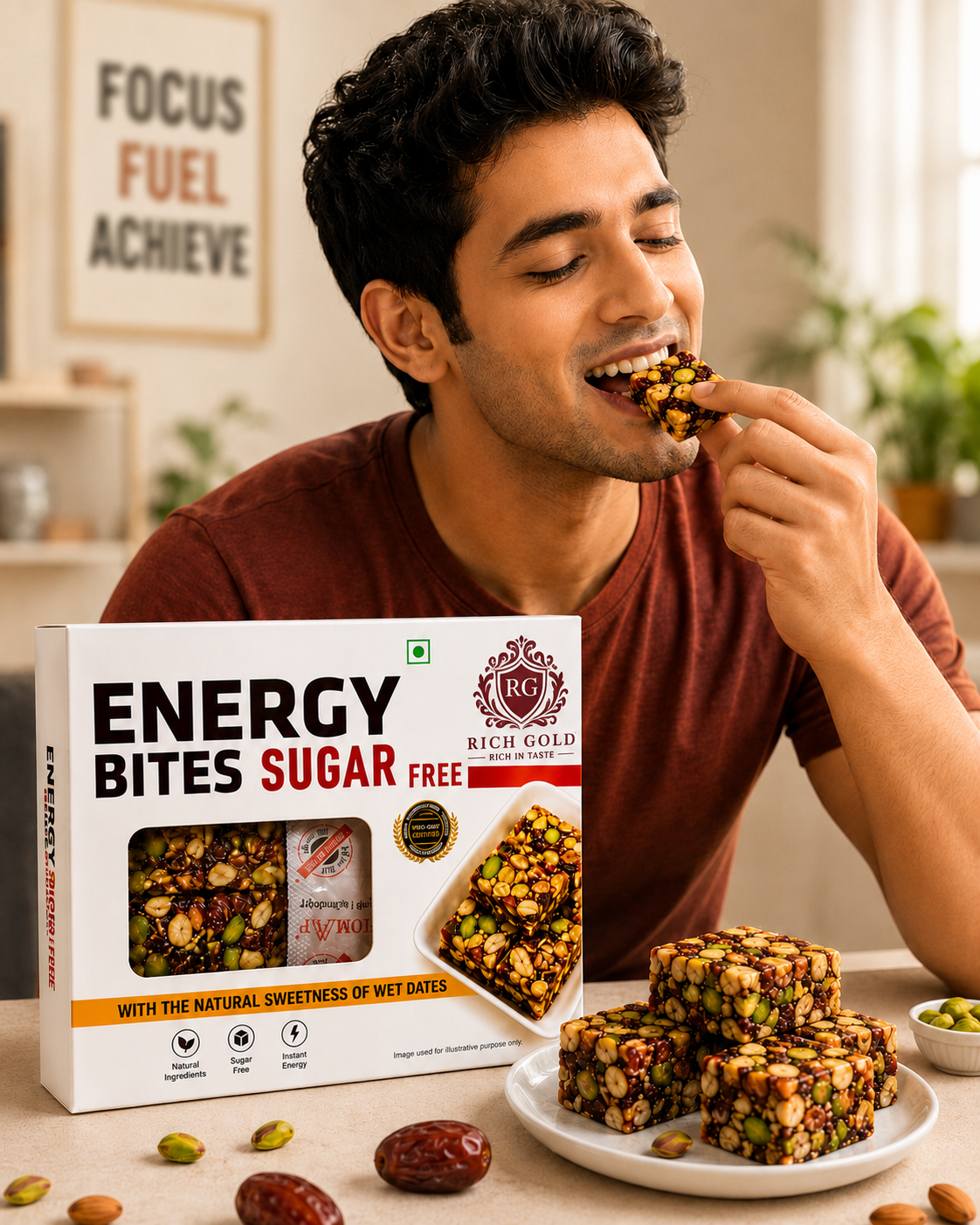Energy Bites Sugar Free – Premium Nut & Date Energy Cubes 200G
