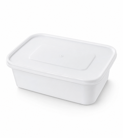 1000ml Plastic Food Storage Container with Lid | White Rectangular Meal, Fruit & Snack Storage Box (Copy)