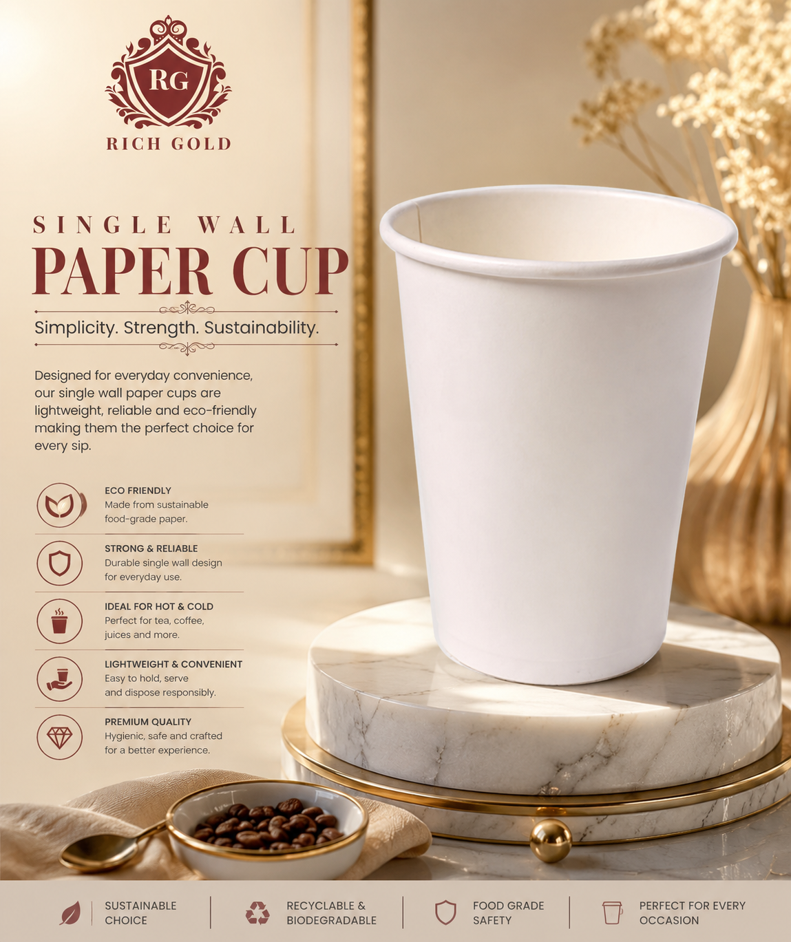 7 oz Single Wall Paper Cup pack of 50
