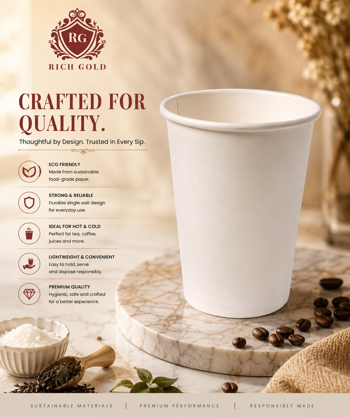 7 oz Single Wall Paper Cup pack of 50