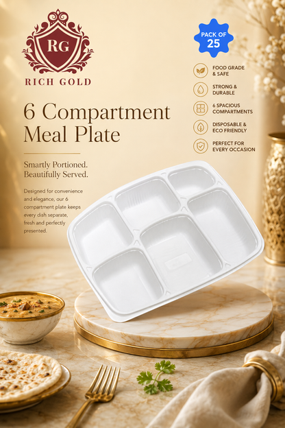 6-Compartment Food Tray