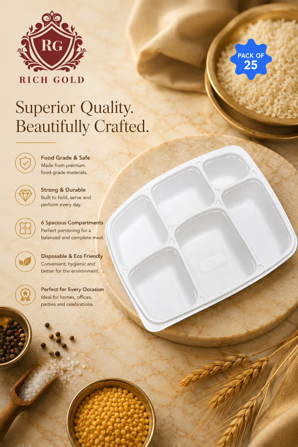 6-Compartment Food Tray