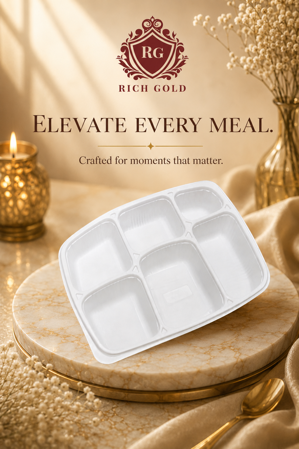 6-Compartment Food Tray