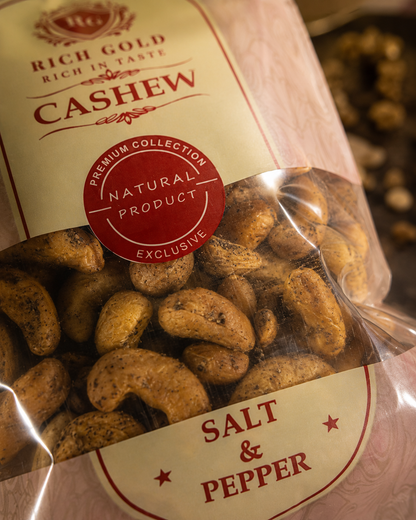 Rich Gold Premium Salt & Pepper Cashews – Naturally Roasted Gourmet Snack 180G