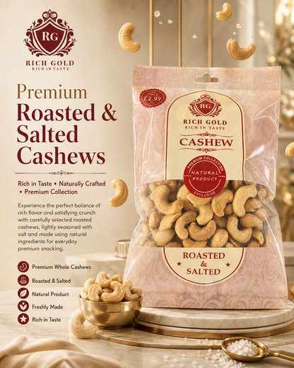 Rich Gold Premium Roasted & Salted Cashews – Crunchy, Naturally Crafted & Rich in Taste 180G