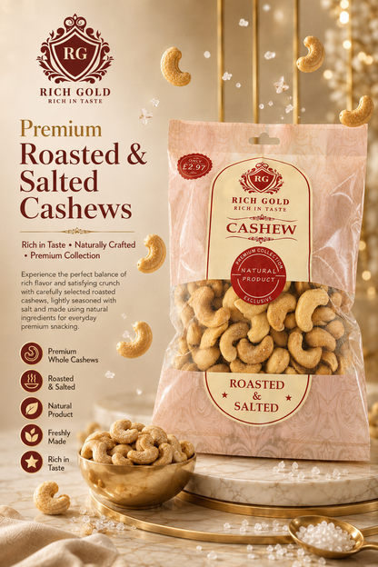Rich Gold Premium Roasted & Salted Cashews – Crunchy, Naturally Crafted & Rich in Taste 180G