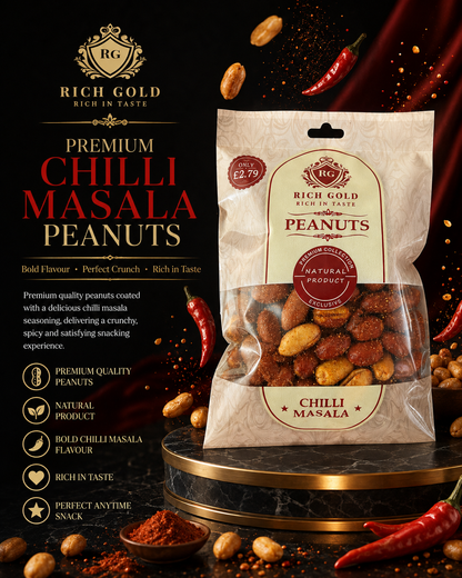 Rich Gold Premium Chilli Masala Peanuts – Bold, Spicy Crunch with Rich Flavour 200G