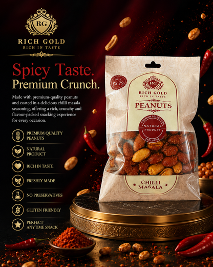 Rich Gold Premium Chilli Masala Peanuts – Bold, Spicy Crunch with Rich Flavour 200G