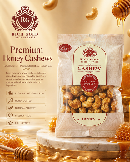 Rich Gold Premium Honey Cashews – Sweet, Crunchy & Naturally Delicious 180G