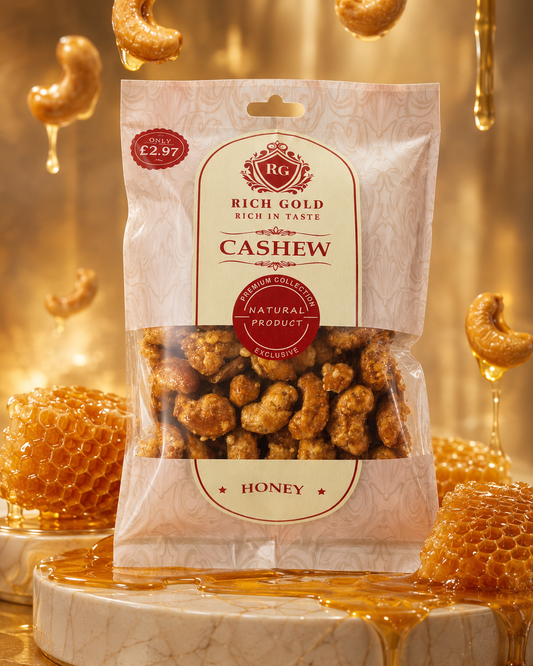 Rich Gold Premium Honey Cashews – Sweet, Crunchy & Naturally Delicious 180G