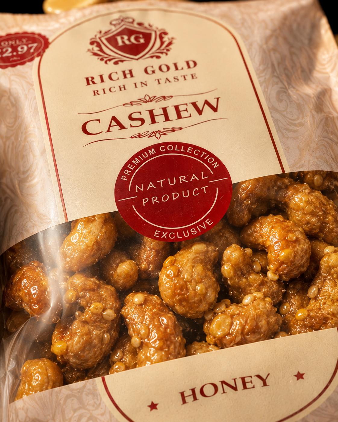 Rich Gold Premium Honey Cashews – Sweet, Crunchy & Naturally Delicious 180G