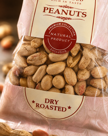 Premium Dry Roasted Peanuts – Rich Gold Luxury Product Advertisement 200G