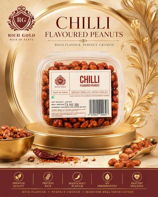 Rich Gold Chilli Flavoured Peanuts – Spicy & Crunchy Roasted Snack (200g)