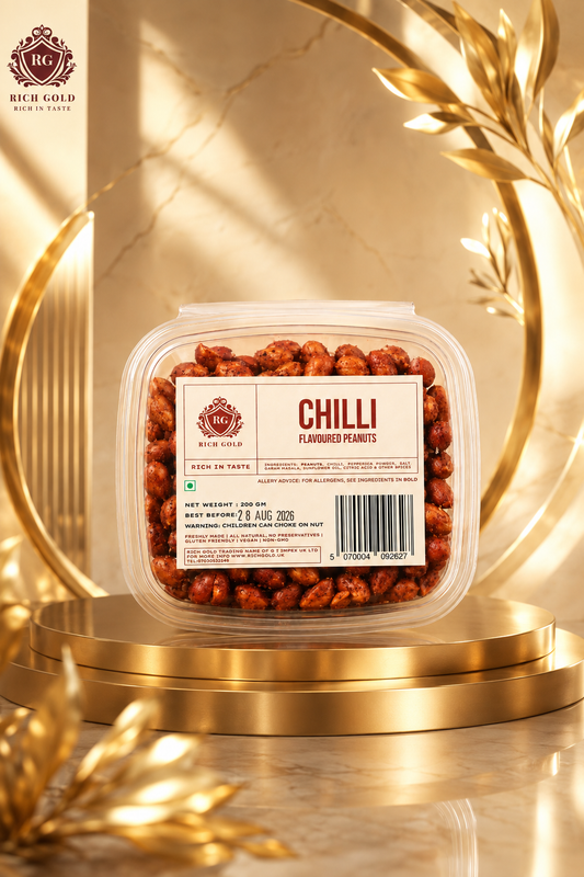 Rich Gold Chilli Flavoured Peanuts – Spicy & Crunchy Roasted Snack (200g)