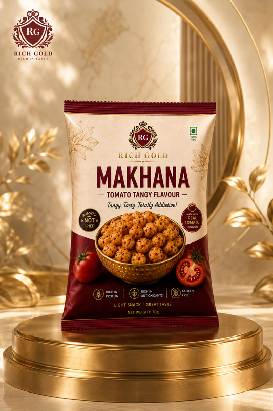 Tomato Tangy Makhana 75gms | Roasted Fox Nuts with Real Tomato Flavor | Healthy Crunchy Snack | 75G