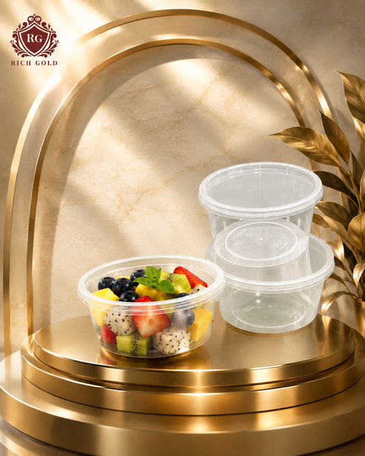 Plastic Container 250ml Round with Lid | Clear Food Storage Container with Lid | Leak-Resistant & Reusable