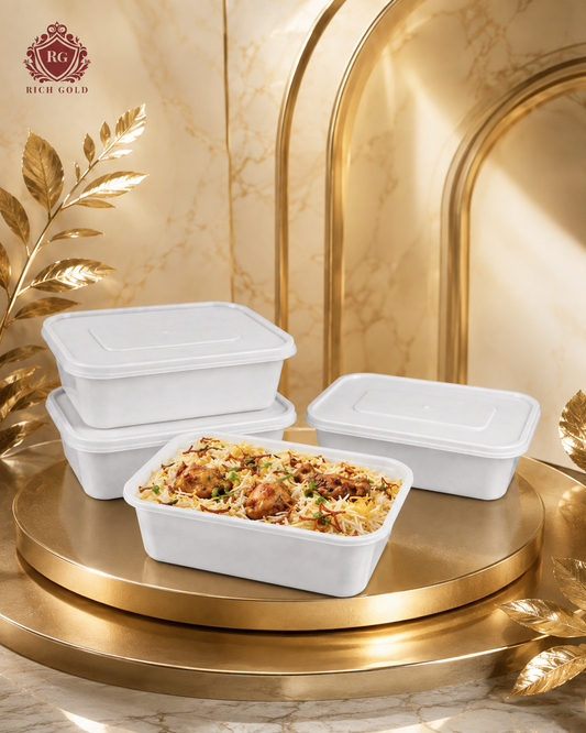 1000ml Plastic Food Storage Container with Lid | White Rectangular Meal, Fruit & Snack Storage Box (Copy)