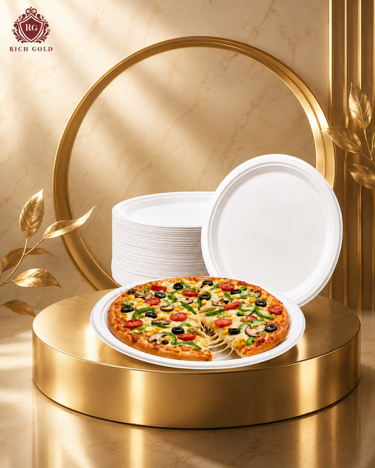 12 Inch Round Pizza Plate Pack of 50 | Heavy Duty Food Serving Plate | White Round Party Plate