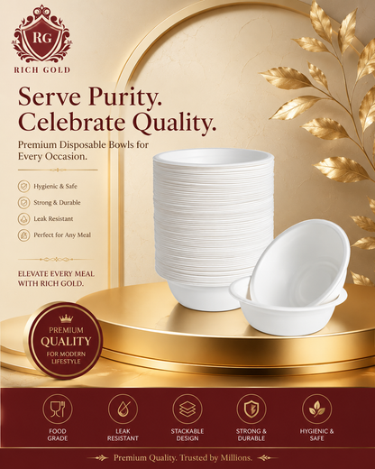Bagasse Bowls (240ml)  | Heavy-Duty Food Container