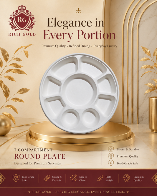 9 Compartment Disposable Food Tray | Eco-Friendly Sugarcane Pulp Party & Meal Plate