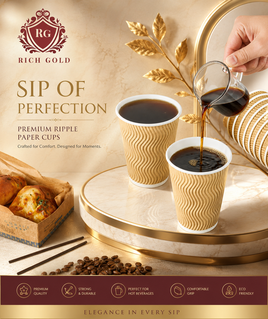 Ripple Cup 8oz | Premium Textured Disposable Coffee Cup for Hot Beverages Pack of 25