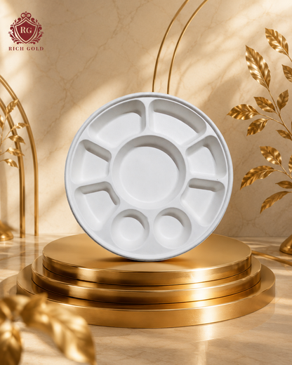 9 Compartment Disposable Food Tray | Eco-Friendly Sugarcane Pulp Party & Meal Plate