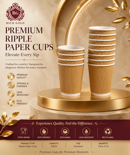 Ripple Cup 12oz | Premium Disposable Coffee Cup Pack of 25