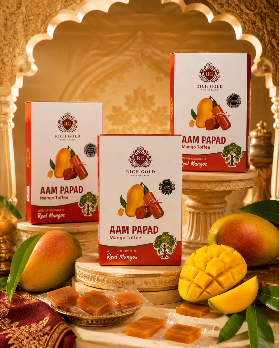 Rich Gold Aam Papad Mango Toffee – Premium Real Mango Toffee | Traditional Mango Delight | Made with Real Mangoes 250G