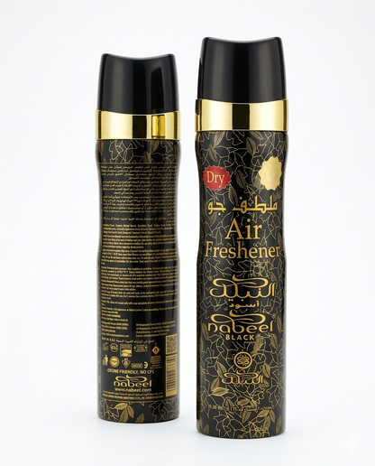 Nabeel Black Air Freshener Spray | Premium Long Lasting Luxury Fragrance 300ML 6 Pieces Pack