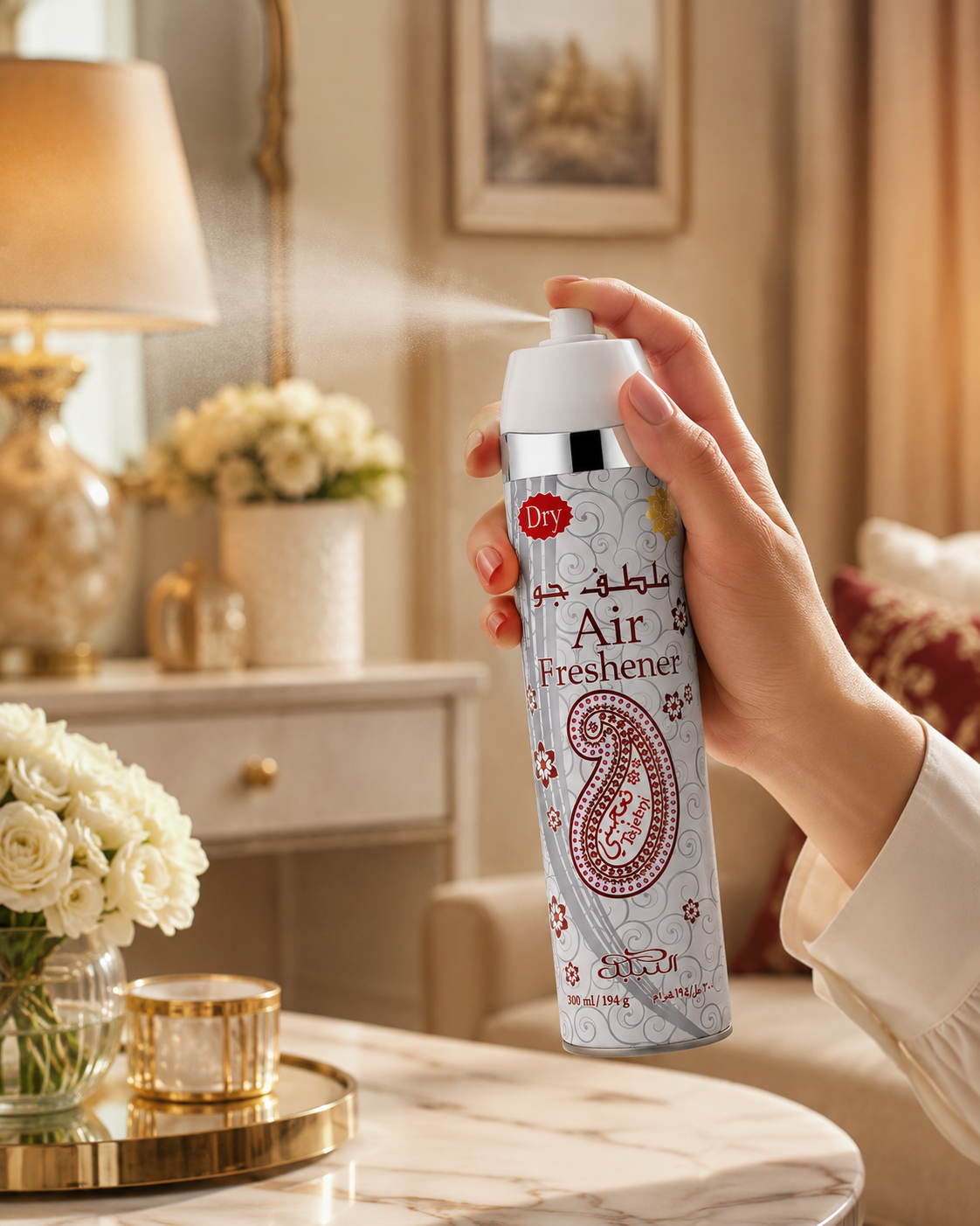 Nabeel Taj Ehen Dry Air Freshener – Premium Floral Arabic Fragrance Spray (300ml) 6 Pieces Pack