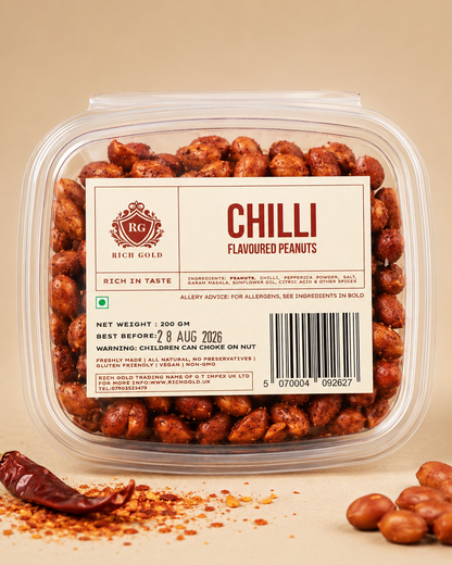 Rich Gold Chilli Flavoured Peanuts – Spicy & Crunchy Roasted Snack (200g)